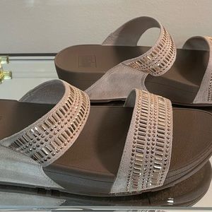 Fitflop Incastone Slide Sandals Nude Rose Gold Womens 9